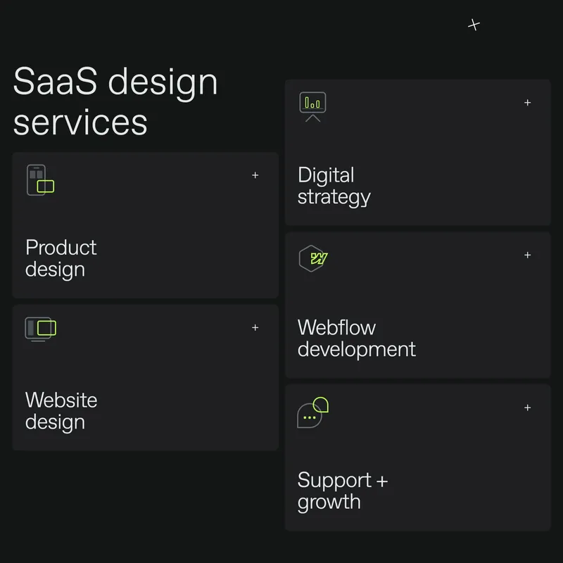 Секция «Услуги» с сайта https://www.stan.vision/, тематика — Агентство , SaaS, цвета — Черный, стиль — Корпоративный, типографика — Без засечек