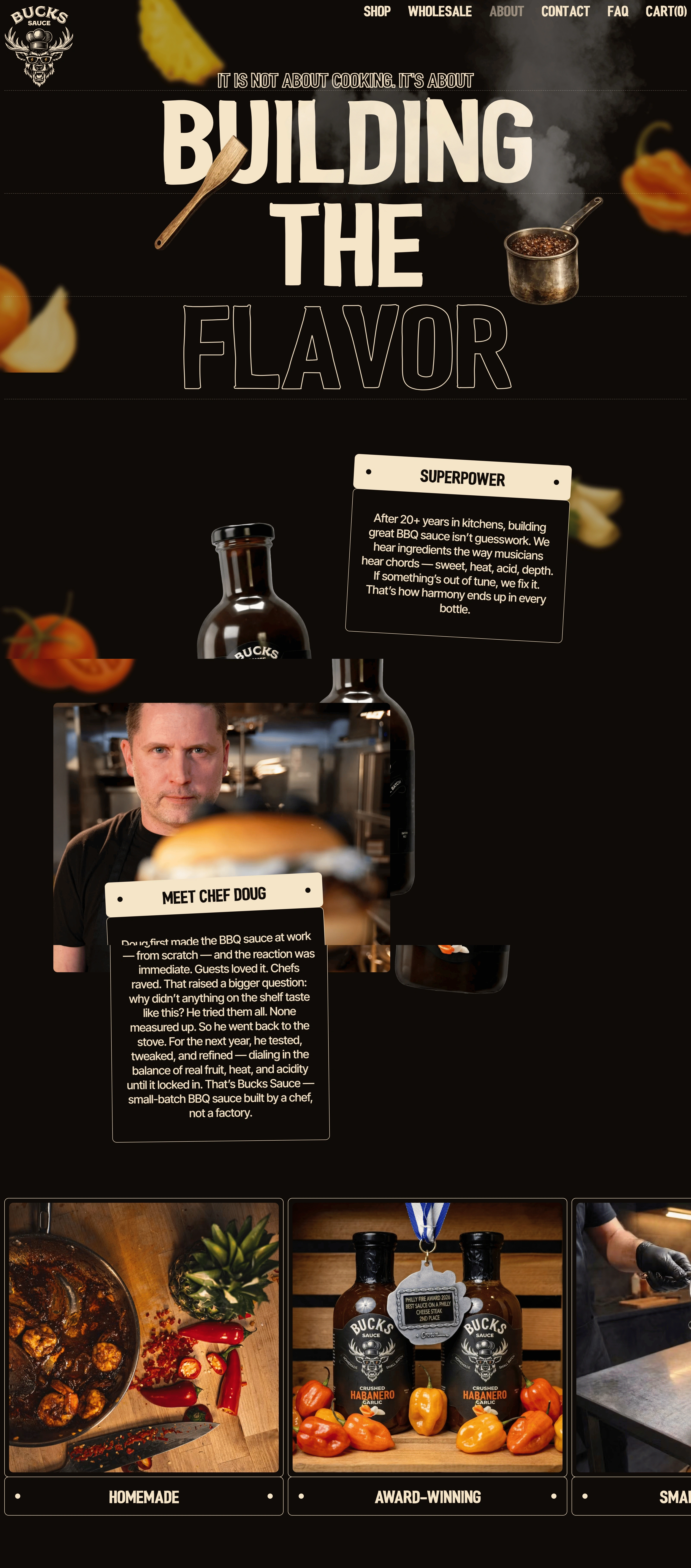 Bucks Sauce Продукт Bucks Sauce, тематика — Еда и напитки, цвета — Черный, стиль — Брутализм, типографика — Без засечек, Декоративные