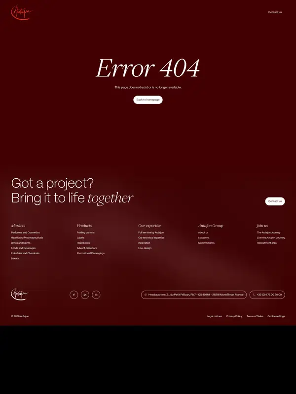 404-страница Autajon, тематика — Другое, цвета — Черный, стиль — Корпоративный, Минимализм, типографика — С засечками