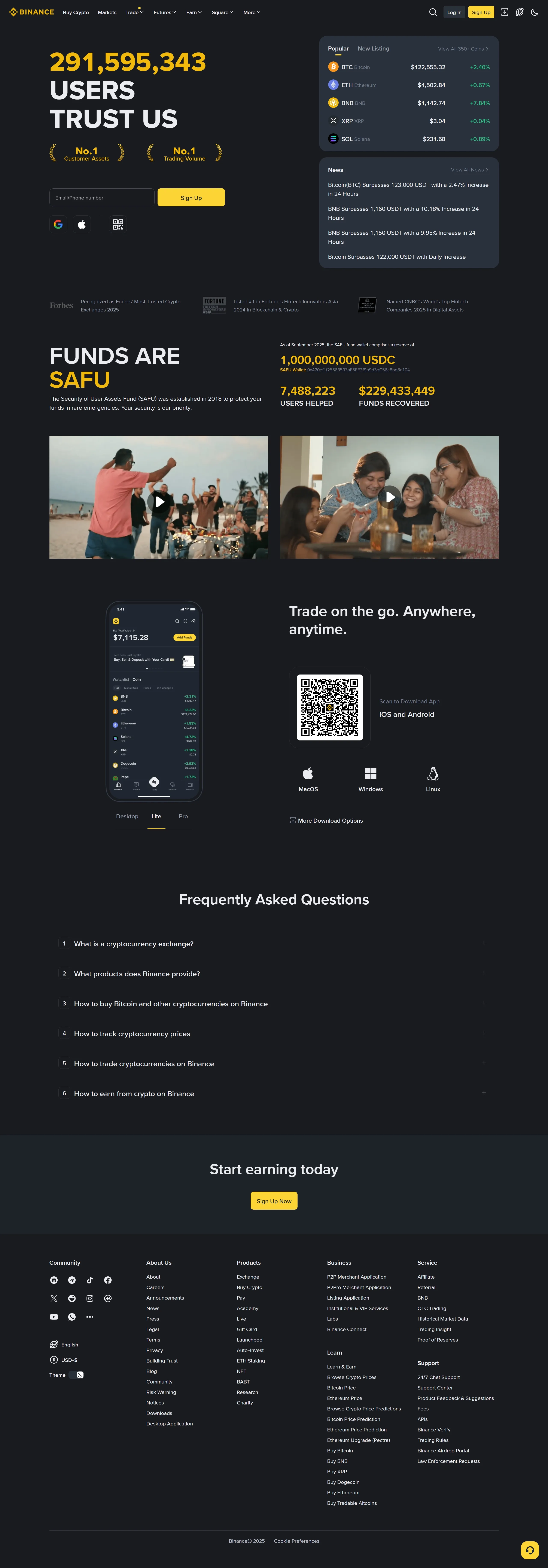 Главная binance, тематика — Крипто  и блокчейн, цвета — Черный, стиль — Корпоративный, типографика — Без засечек