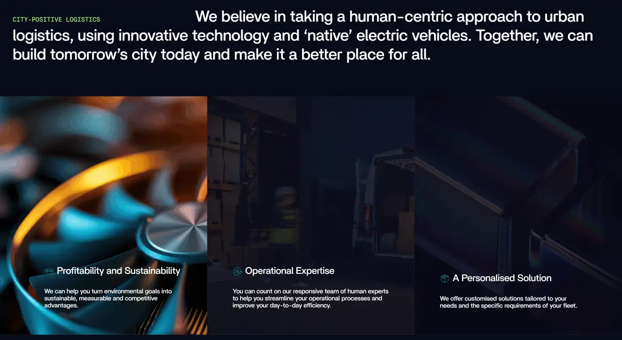 Секция «Услуги» с сайта https://flexis-mobility.com/, тематика — Логистика, цвета — Черный, стиль — Корпоративный, Минимализм, типографика — Без засечек