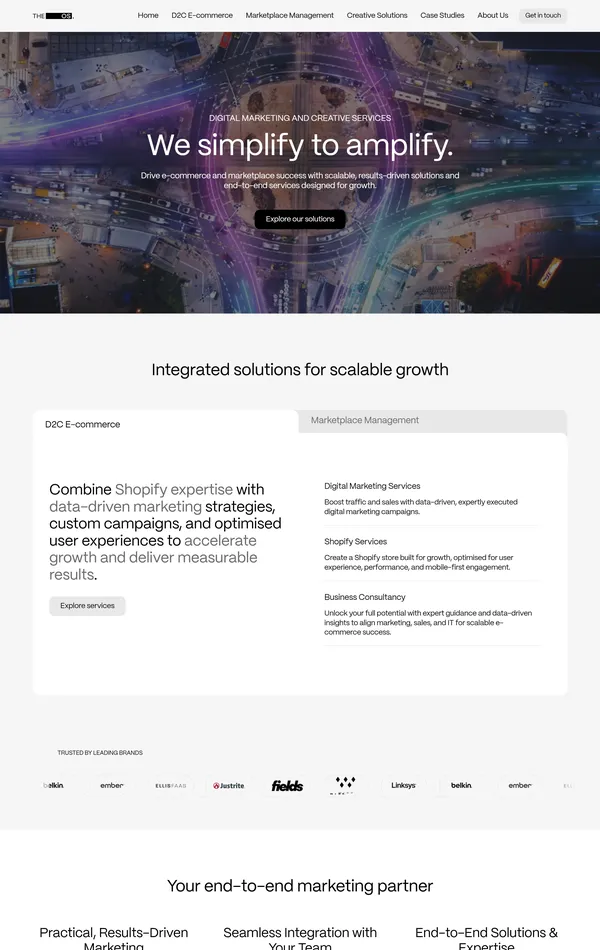 Главная The OS Agency, тематика — Маркетинг, цвета — Белый, Черный, Серый, стиль — Корпоративный, Минимализм, типографика — Без засечек