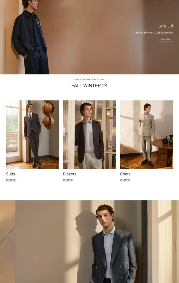 Главная Paoloni, тематика — Интернет-магазин, Одежда, цвета — Белый, Серый, стиль — Классический, Минимализм, типографика — Без засечек