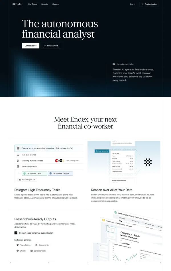 Продукт Endex, тематика — Финансы, цвета — Белый, Черный, стиль — Корпоративный, Минимализм, типографика — Без засечек