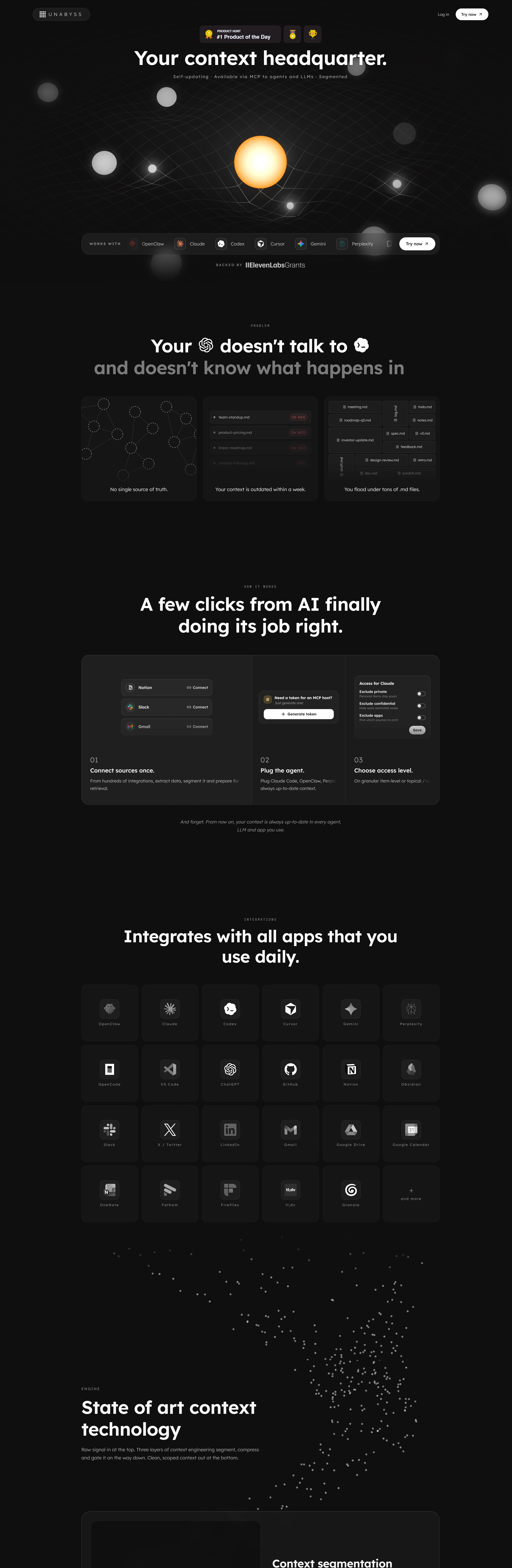 Unabyss Лендинг Unabyss, тематика — IT и программное обеспечение, цвета — Черный, стиль — Минимализм, типографика — Без засечек, Декоративные