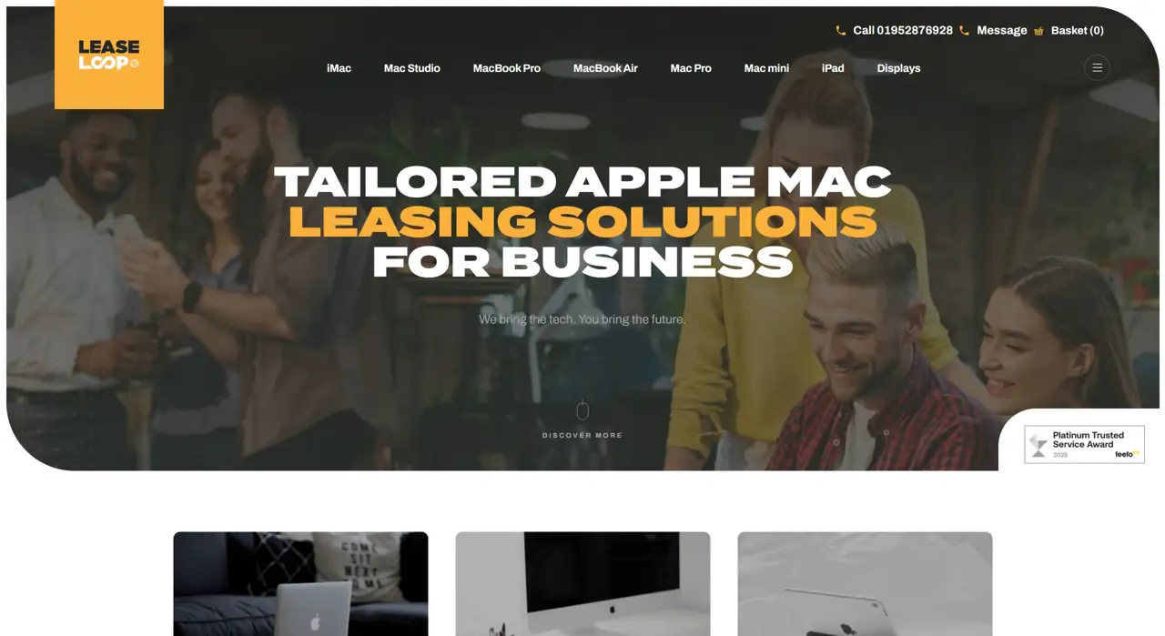 Секция «Первый экран» с сайта https://leaseloop.co/, тематика — SaaS, цвета — Черный, Серый, Коричневый, стиль — Корпоративный, Минимализм, типографика — Без засечек, Декоративные