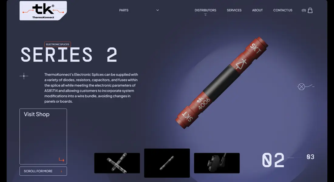 Секция «О продукте» с сайта https://thermokonnect.com/, тематика — Производство, цвета — Черный, Серый, стиль — Корпоративный, типографика — Без засечек