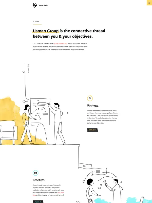 Главная Usman Group, тематика — Агентство , цвета — Белый, Черный, Желтый, стиль — Рисованный, Корпоративный, Минимализм, типографика — Без засечек