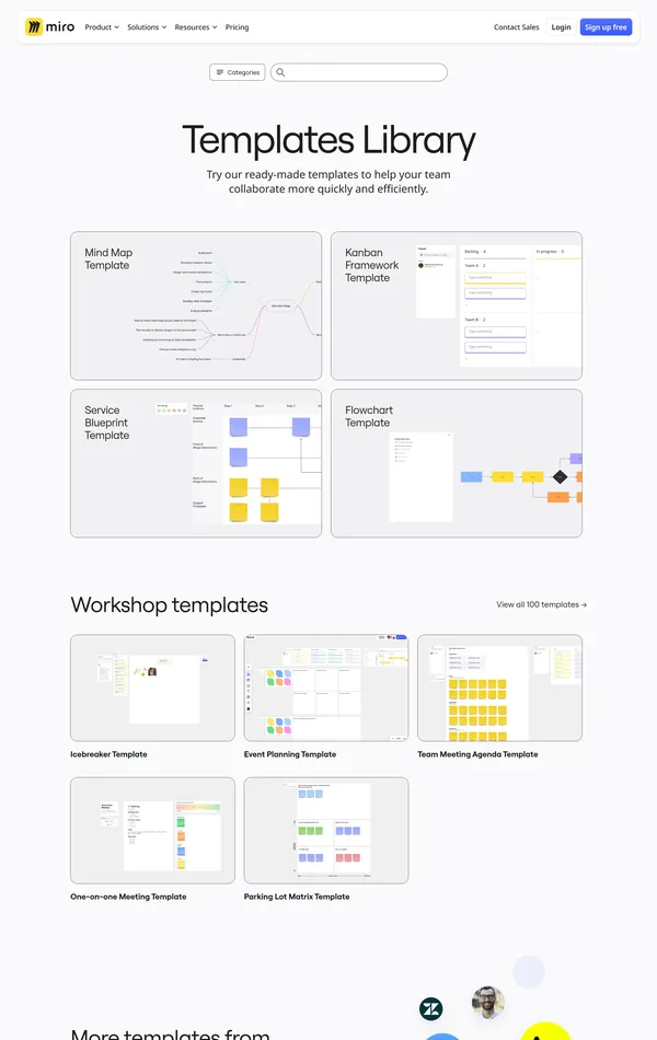 Каталог Miro, тематика — IT и программное обеспечение, цвета — Белый, стиль — Корпоративный, типографика — Без засечек