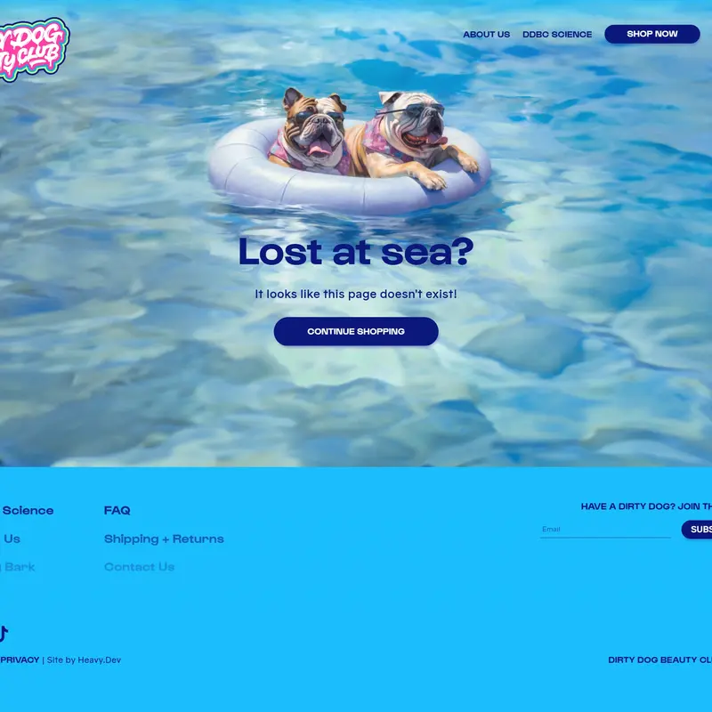 404-страница ThermoKonnect, тематика — Домашние животные, цвета — Серый, Синий, стиль — Рисованный, типографика — Без засечек