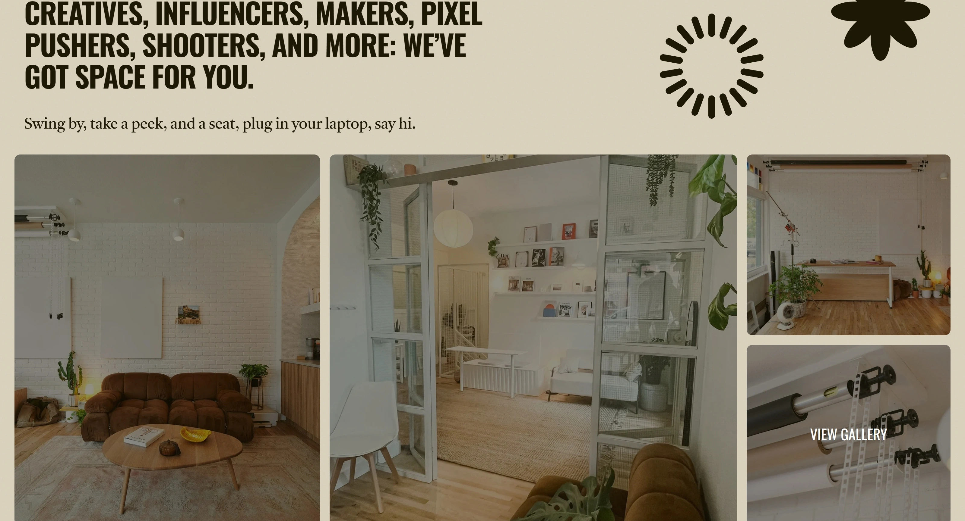 Studio Office Секция «Для кого» с сайта https://www.studio-office.fun/, тематика — Агентство , цвета — Белый, Серый, Коричневый, стиль — Минимализм, Органический и природный, типографика — Декоративные