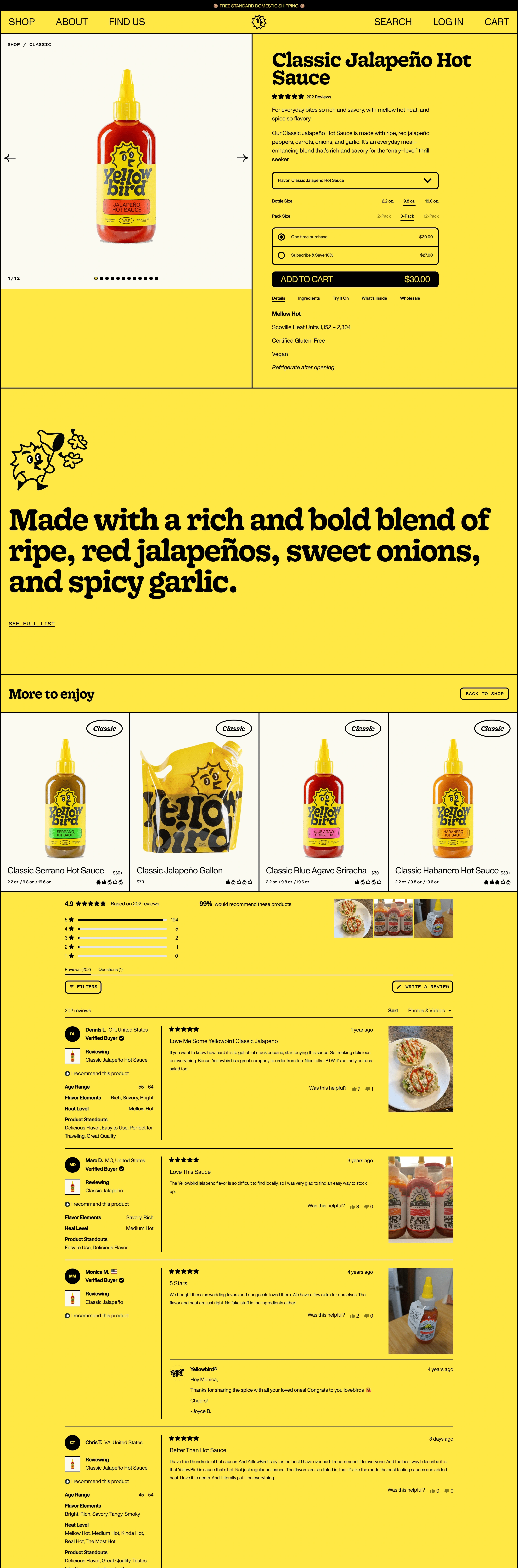 Yellowbird Продукт Yellowbird, тематика — Еда и напитки, цвета — Белый, Желтый, стиль — Минимализм, Брутализм, типографика — Без засечек, Декоративные