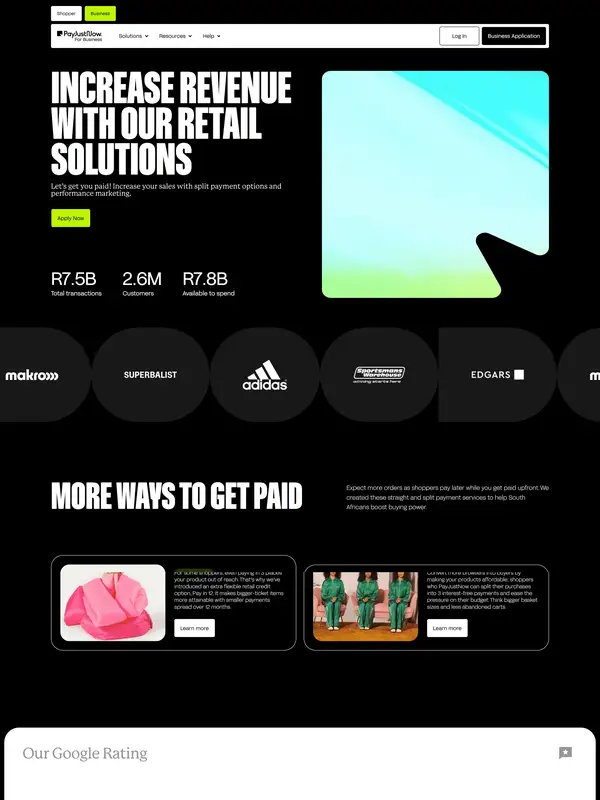 Многостраничный сайт PayJustNow, тематика — Финансы, цвета — Белый, Черный, Серый, стиль — Корпоративный, Брутализм, типографика — Без засечек, Декоративные