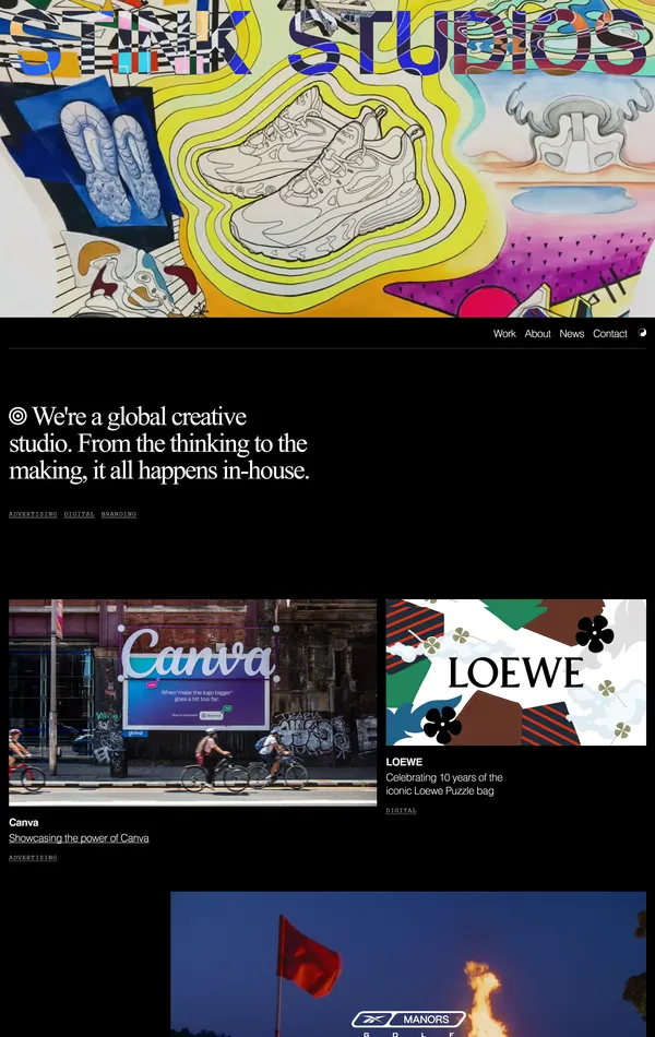 Главная Stink Studios, тематика — Дизайн, цвета — Белый, Черный, Серый, стиль — Корпоративный, Минимализм, типографика — Без засечек