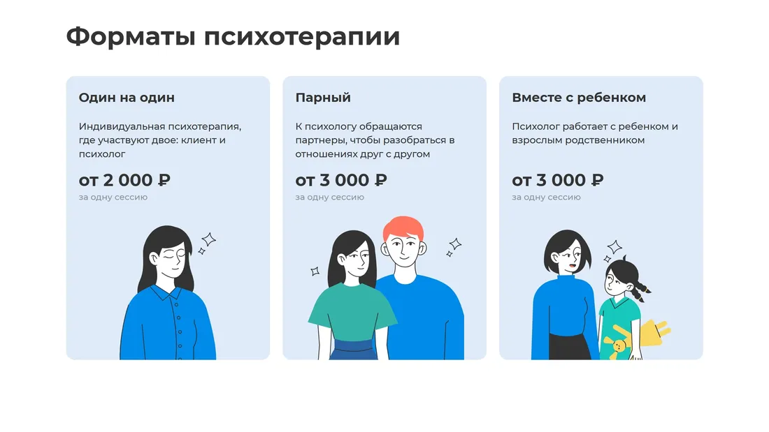 Секция «Услуги» с сайта https://youtalk.ru/, тематика — Психология, цвета — Белый, стиль — Плоский, Рисованный, типографика — Без засечек