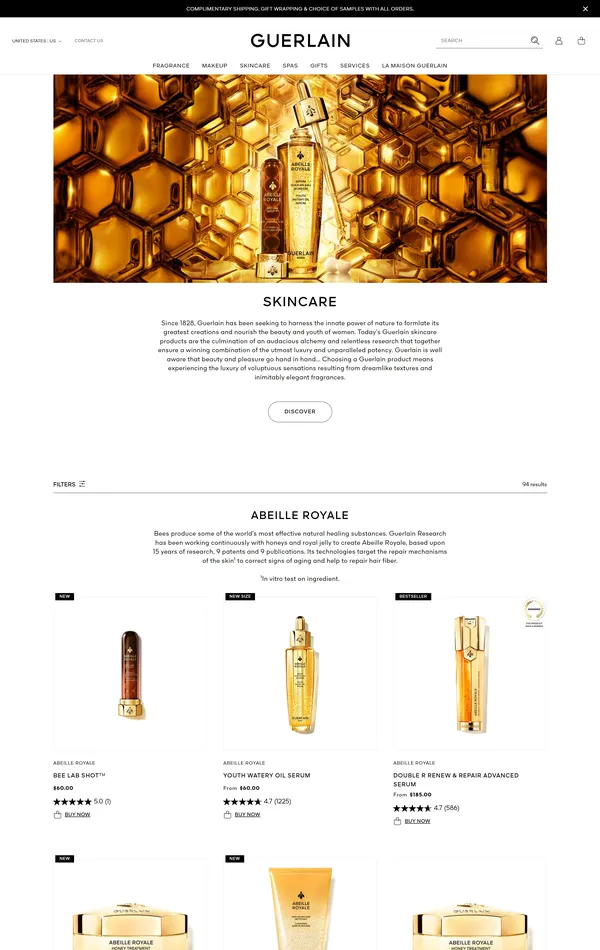 Каталог Guerlain, тематика — Интернет-магазин, Красота, цвета — Белый, стиль — Корпоративный, типографика — Без засечек