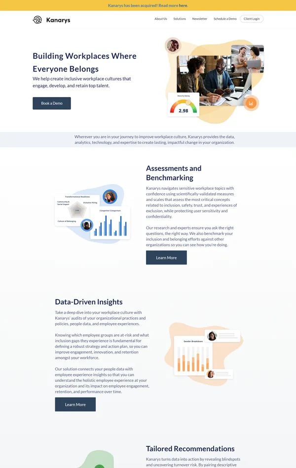 Главная Kanarys, тематика — HR, цвета — Белый, стиль — Корпоративный, типографика — Без засечек