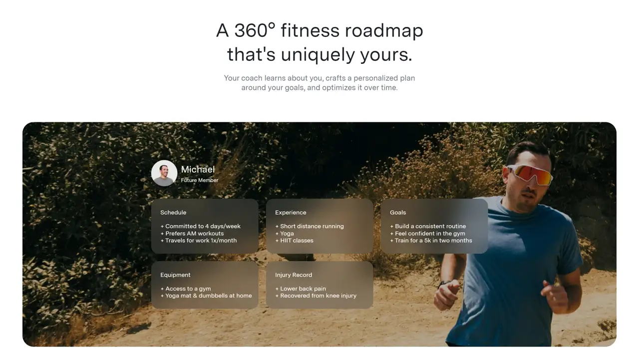 Секция «Для кого» с сайта https://future.co/, тематика — Здоровье и фитнес, цвета — Черный, Серый, Коричневый, стиль — Карточный, Минимализм, типографика — Без засечек