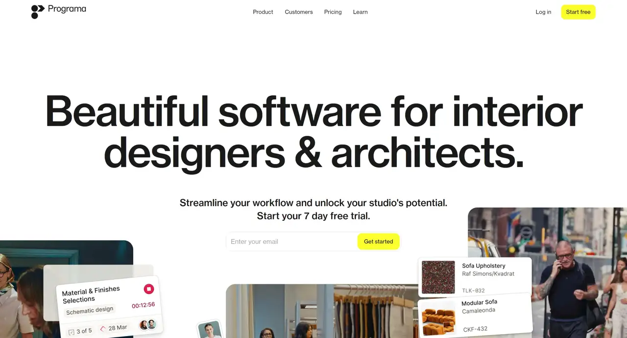 Секция «Первый экран» с сайта https://programa.design/, тематика — SaaS, цвета — Белый, Черный, Серый, стиль — Корпоративный, Минимализм, типографика — Без засечек