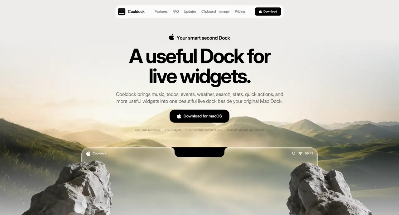Секция «Первый экран» с сайта https://www.dock.cool/, тематика — IT и программное обеспечение, цвета — Белый, Серый, стиль — Минимализм, типографика — Без засечек