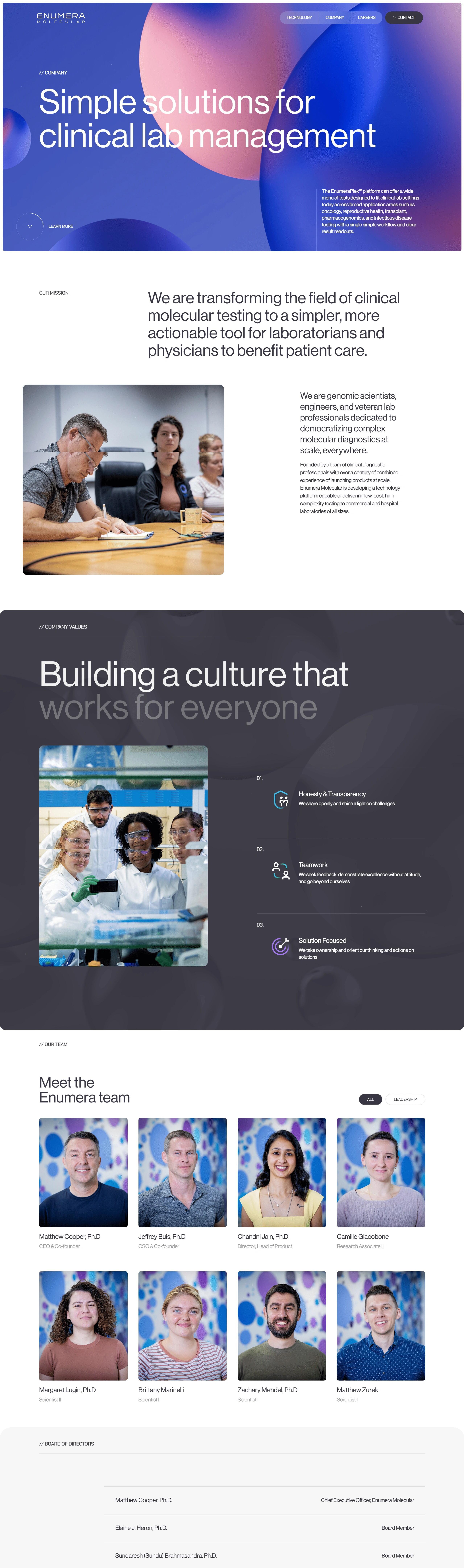 Enumera Molecular Страница о компании Enumera Molecular, тематика — Другое, цвета — Белый, Черный, Серый, стиль — Корпоративный, Минимализм, типографика — Без засечек