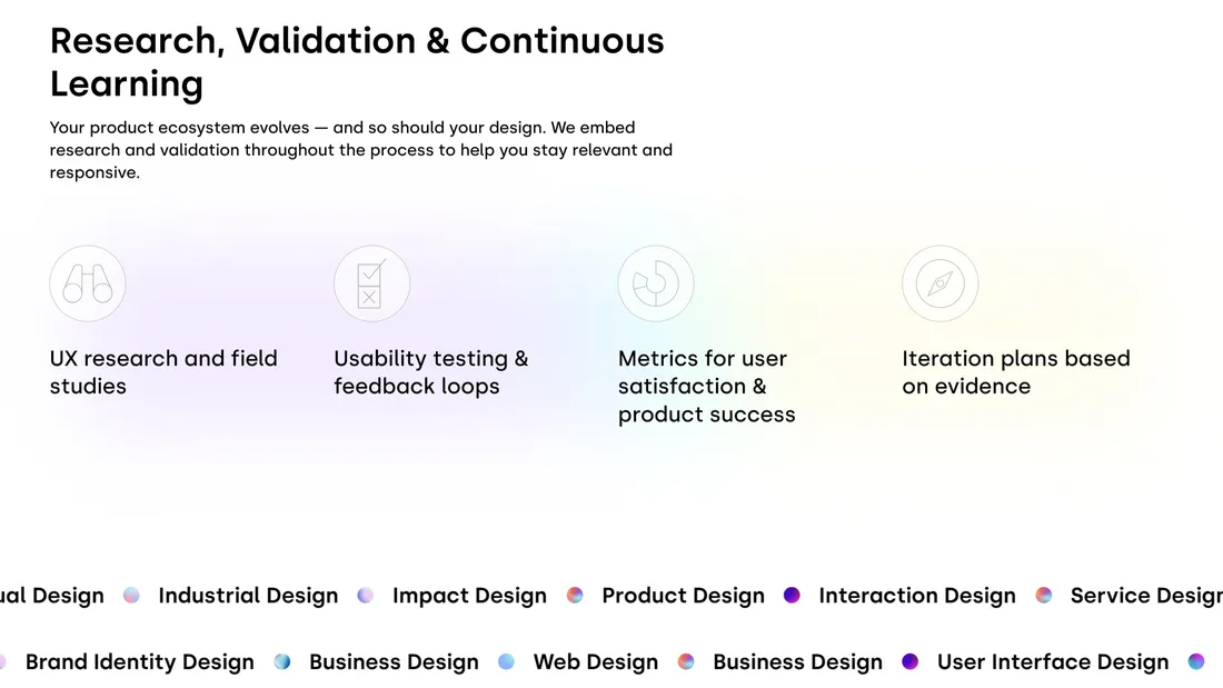 Секция «Этапы» с сайта https://things.is/, тематика — Дизайн, цвета — Белый, стиль — Корпоративный, Минимализм, типографика — Без засечек