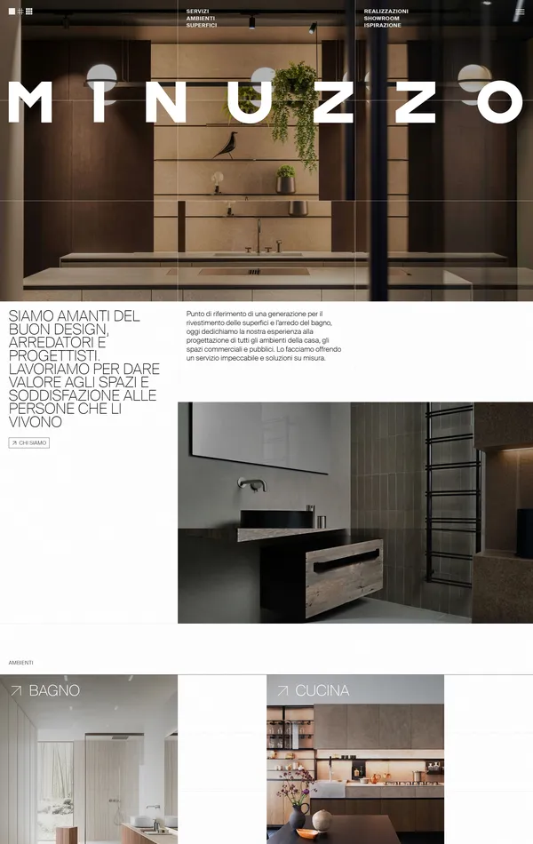Главная Minuzzo, тематика — Дизайн, цвета — Белый, Черный, Серый, стиль — Корпоративный, Минимализм, типографика — Без засечек
