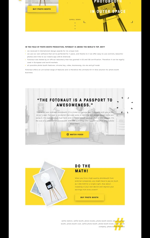 Главная Fotonaut, тематика — Развлечения, цвета — Белый, Черный, Желтый, стиль — Корпоративный, типографика — Без засечек