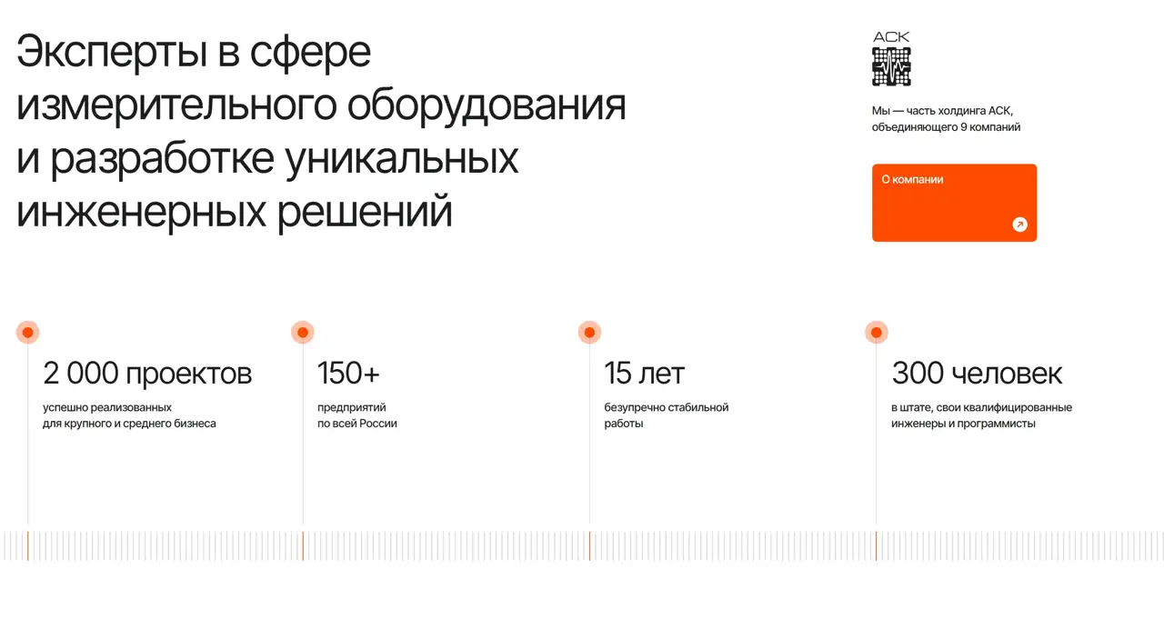 Секция «О компании» с сайта https://sotemgroup.ru/, тематика — Другое, цвета — Белый, Серый, стиль — Корпоративный, Минимализм, типографика — Без засечек