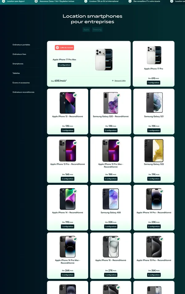 Каталог Cleaq, тематика — IT и программное обеспечение, цвета — Белый, Черный, Серый, стиль — Минимализм, типографика — Без засечек