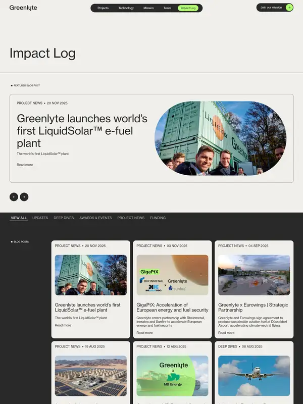 Новости Greenlyte Tech, тематика — Другое, цвета — Белый, Черный, Серый, стиль — Корпоративный, Карточный, Минимализм, типографика — Без засечек