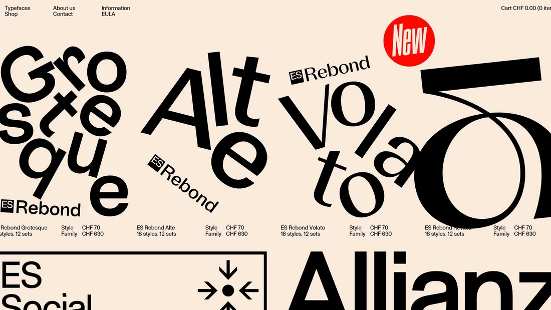 Секция «Первый экран» с сайта https://extraset.ch/, тематика — Дизайн, цвета — Белый, Черный, Серый, стиль — Типографика, Брутализм, типографика — Без засечек, Декоративные