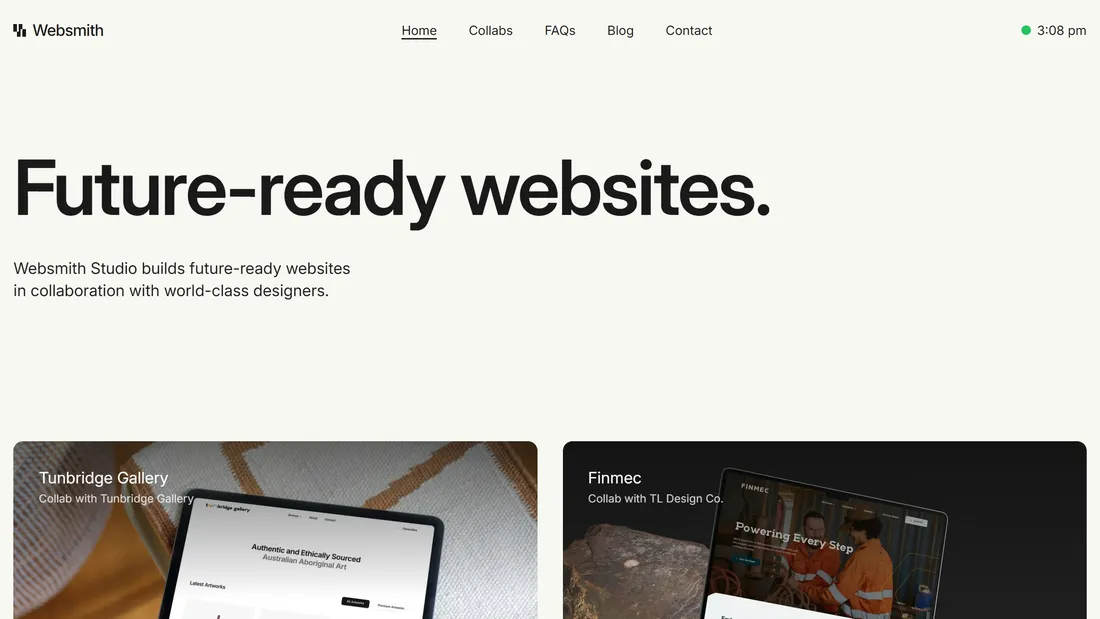 Портфолио Websmith Studio, тематика — IT и программное обеспечение, цвета — Белый, Черный, Серый, стиль — Корпоративный, Минимализм, типографика — Без засечек