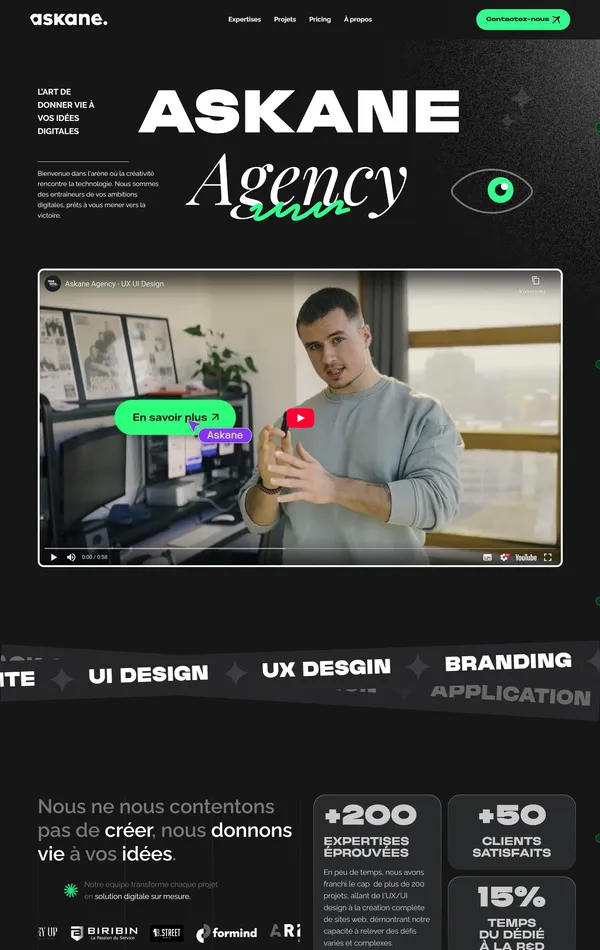 Главная Askane Agency, тематика — Агентство , цвета — Черный, Серый, стиль — Корпоративный, Типографика, типографика — С засечками, Без засечек