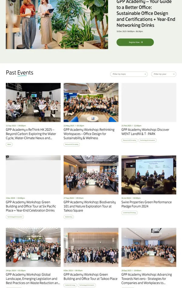 Новости Green Performance Pledge, тематика — Недвижимость, цвета — Белый, Серый, стиль — Корпоративный, типографика — Без засечек