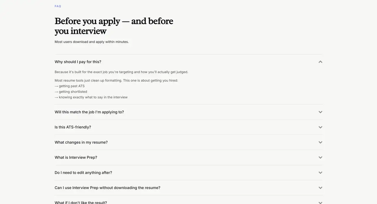 Секция «FAQ» с сайта https://www.intencv.com/, тематика — SaaS, цвета — Белый, стиль — Минимализм, типографика — Без засечек
