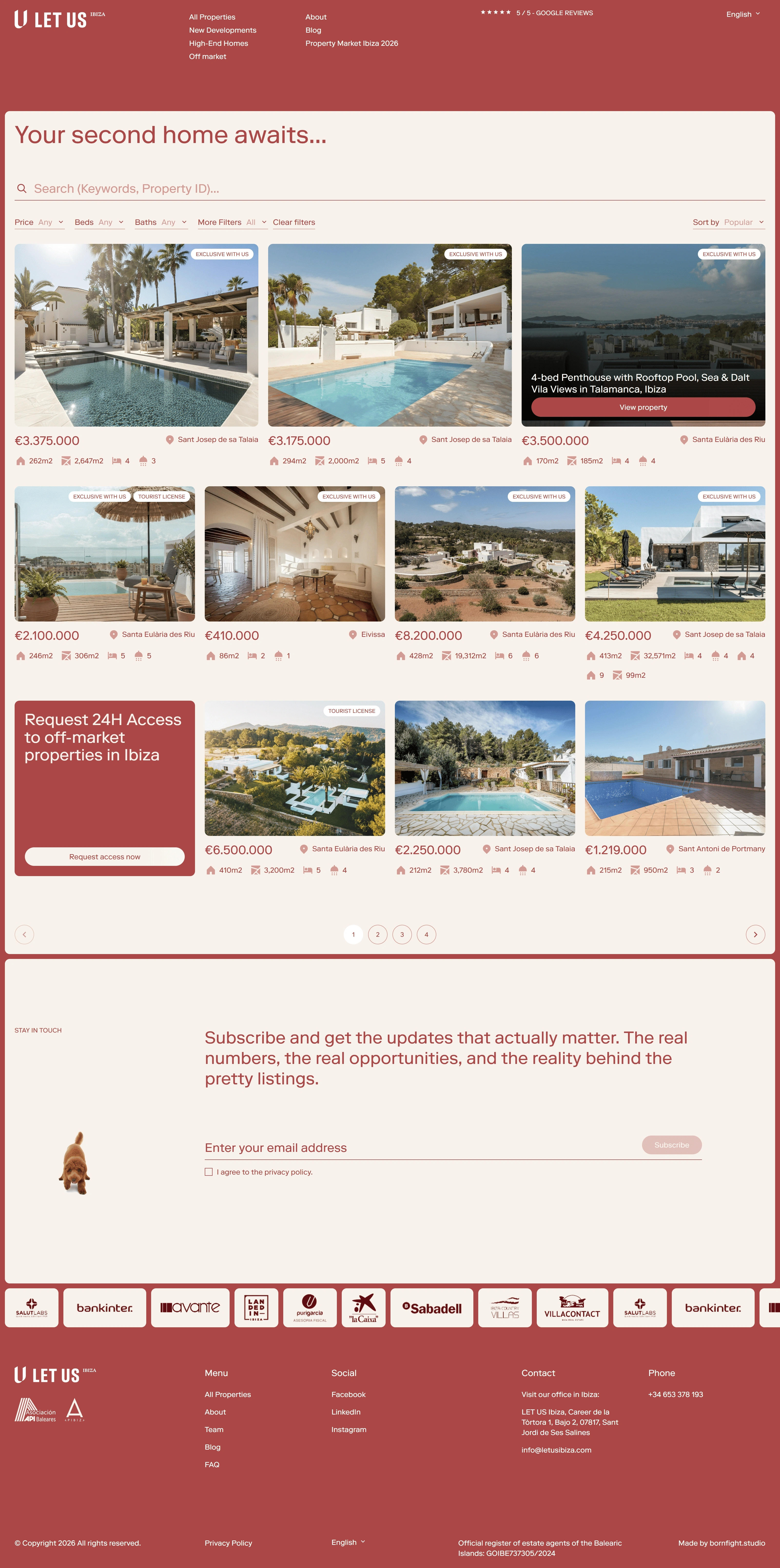 Let Us Ibiza Каталог Let Us Ibiza, тематика — Путешествия и туризм, цвета — Белый, Серый, Красный, стиль — Карточный, Минимализм, типографика — Без засечек