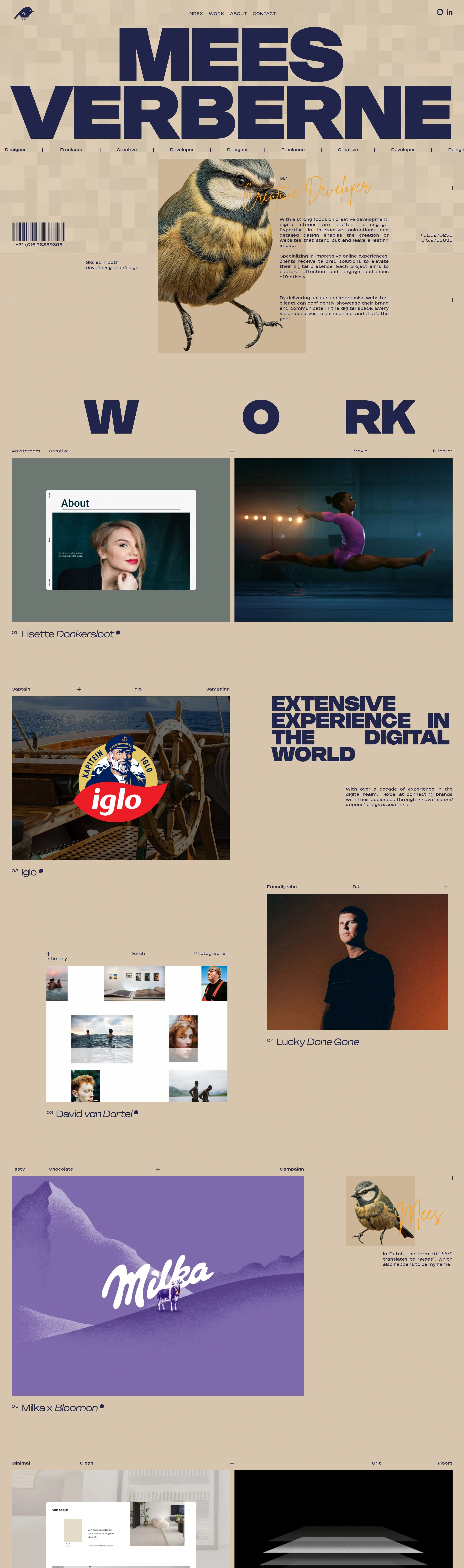 Mees Verberne Портфолио Mees Verberne, тематика — Дизайн, цвета — Белый, Черный, Серый, стиль — Минимализм, Типографика, типографика — Без засечек