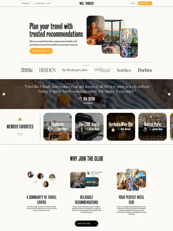 Главная Well Traveled, тематика — Путешествия и туризм, цвета — Белый, Серый, стиль — Классический, Корпоративный, Карточный, типографика — Без засечек