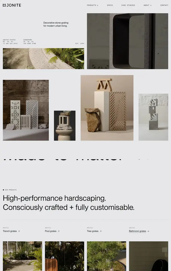 Главная Jonite, тематика — Дизайн, цвета — Белый, Серый, стиль — Минимализм, типографика — Без засечек