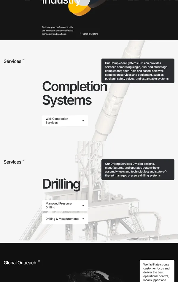 Главная Frontier International, тематика — Бизнес и профессиональные услуги, Строительство, цвета — Белый, Черный, стиль — Корпоративный, Минимализм, типографика — Без засечек