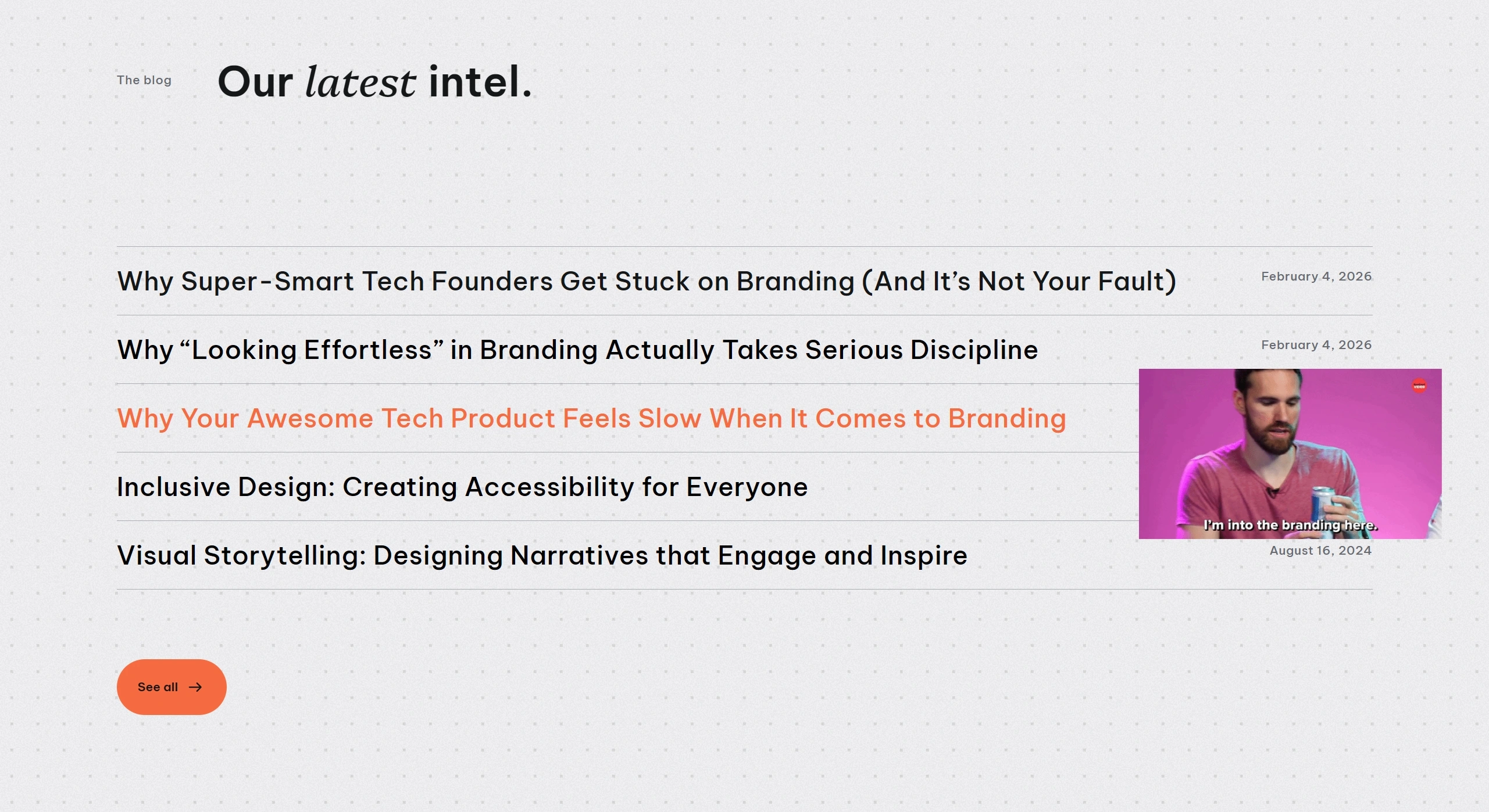 Funtown Studio Секция «Блог» с сайта https://www.funtownstudio.com/, тематика — Дизайн, цвета — Белый, стиль — Корпоративный, Минимализм, типографика — Без засечек