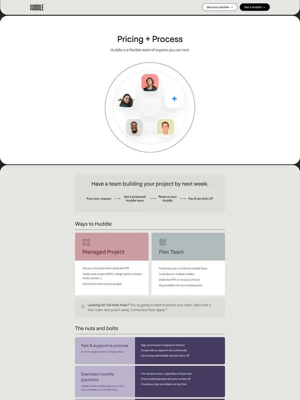 Цены Huddle, тематика — SaaS, цвета — Белый, Серый, стиль — Корпоративный, Минимализм, типографика — Без засечек