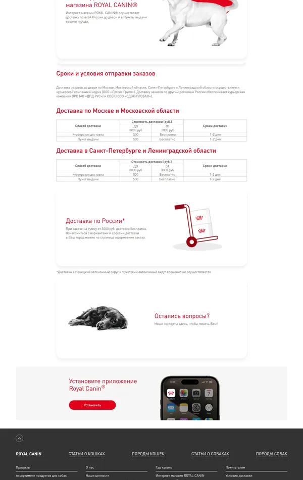 База знаний Royal Canin, тематика — Интернет-магазин, Домашние животные, цвета — Белый, Черный, стиль — Корпоративный, Минимализм, типографика — Без засечек