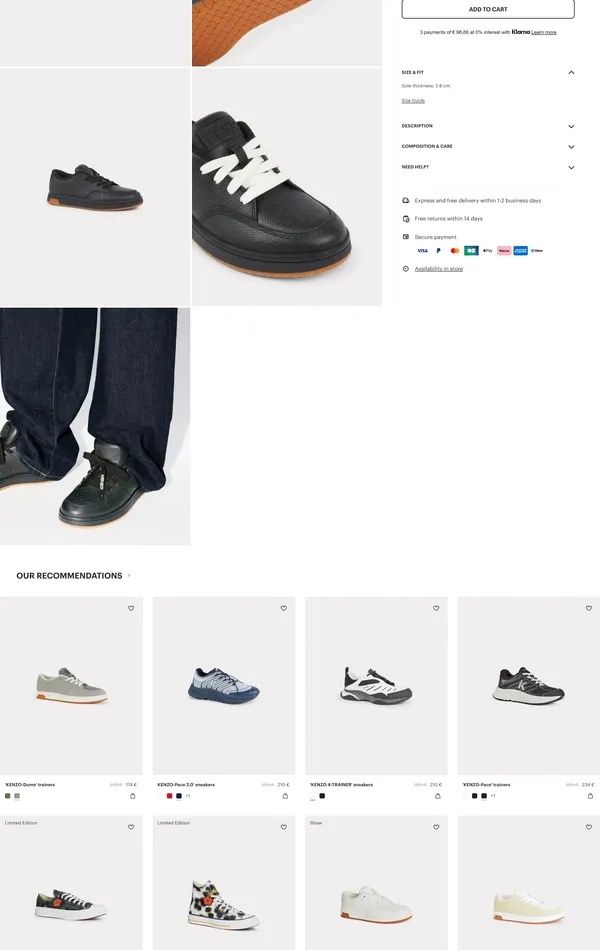 Продукт KENZO, тематика — Интернет-магазин, цвета — Белый, стиль — Корпоративный, Карточный, типографика — Без засечек