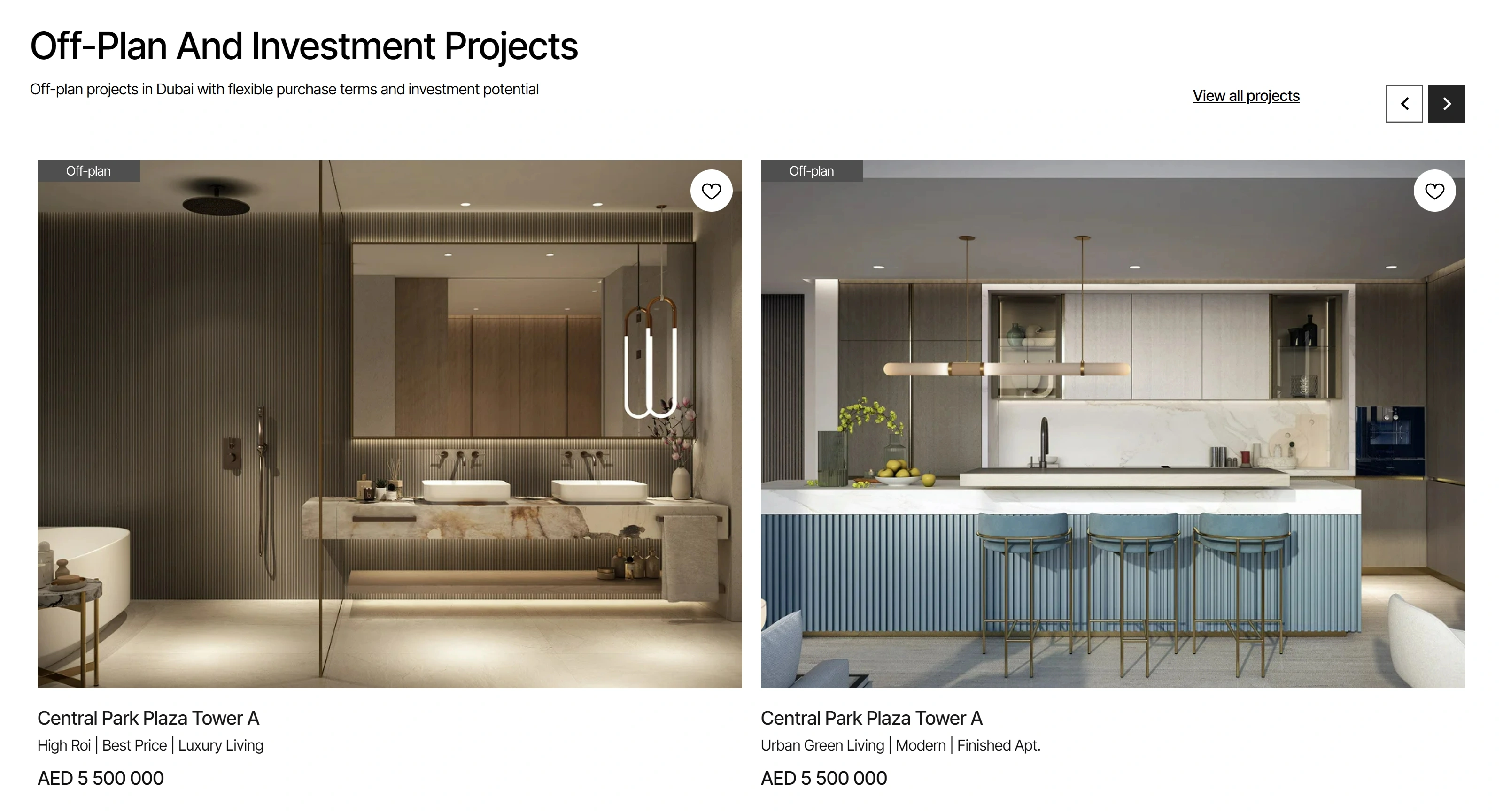 Urbanique Realty Секция «Товары» с сайта https://urbaniquerealestate.com/, тематика — Недвижимость, цвета — Белый, Черный, Серый, стиль — Карточный, Минимализм, типографика — Без засечек