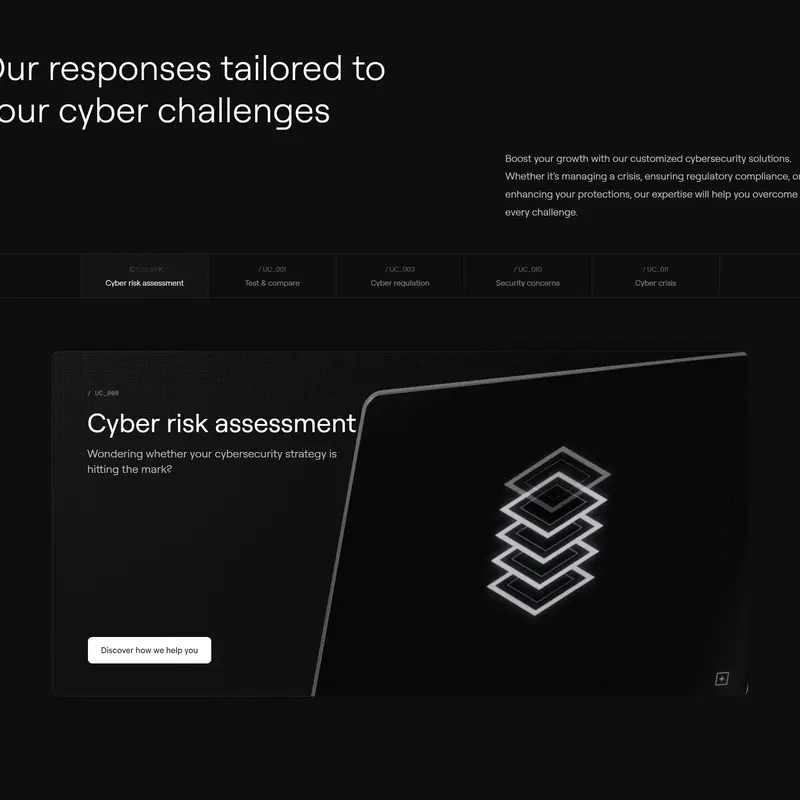Секция «Услуги» с сайта https://neverhack.com/en, тематика — IT и программное обеспечение, цвета — Черный, стиль — Минимализм, Полигональный, типографика — Без засечек