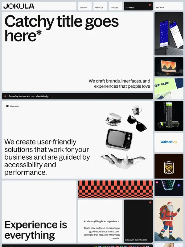 Главная Jokula, тематика — Дизайн, цвета — Белый, Черный, Серый, стиль — Минимализм, Брутализм, типографика — Без засечек, Декоративные