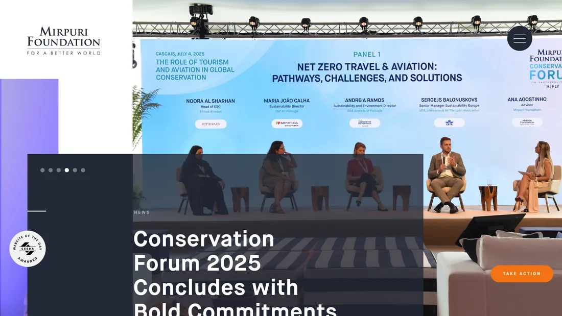 Секция «Первый экран» с сайта https://mirpurifoundation.org/, тематика — Путешествия и туризм, Некоммерческая деятельность, цвета — Белый, Черный, Серый, стиль — Корпоративный, Фестивальный, типографика — Без засечек