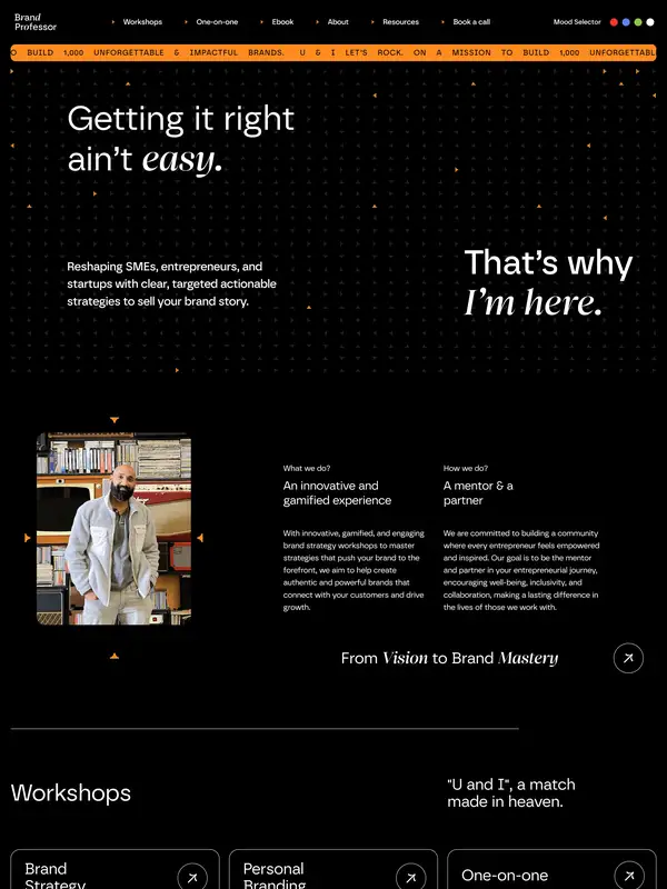 Лендинг Brand Professor, тематика — Агентство , цвета — Черный, стиль — Карточный, Минимализм, типографика — Без засечек